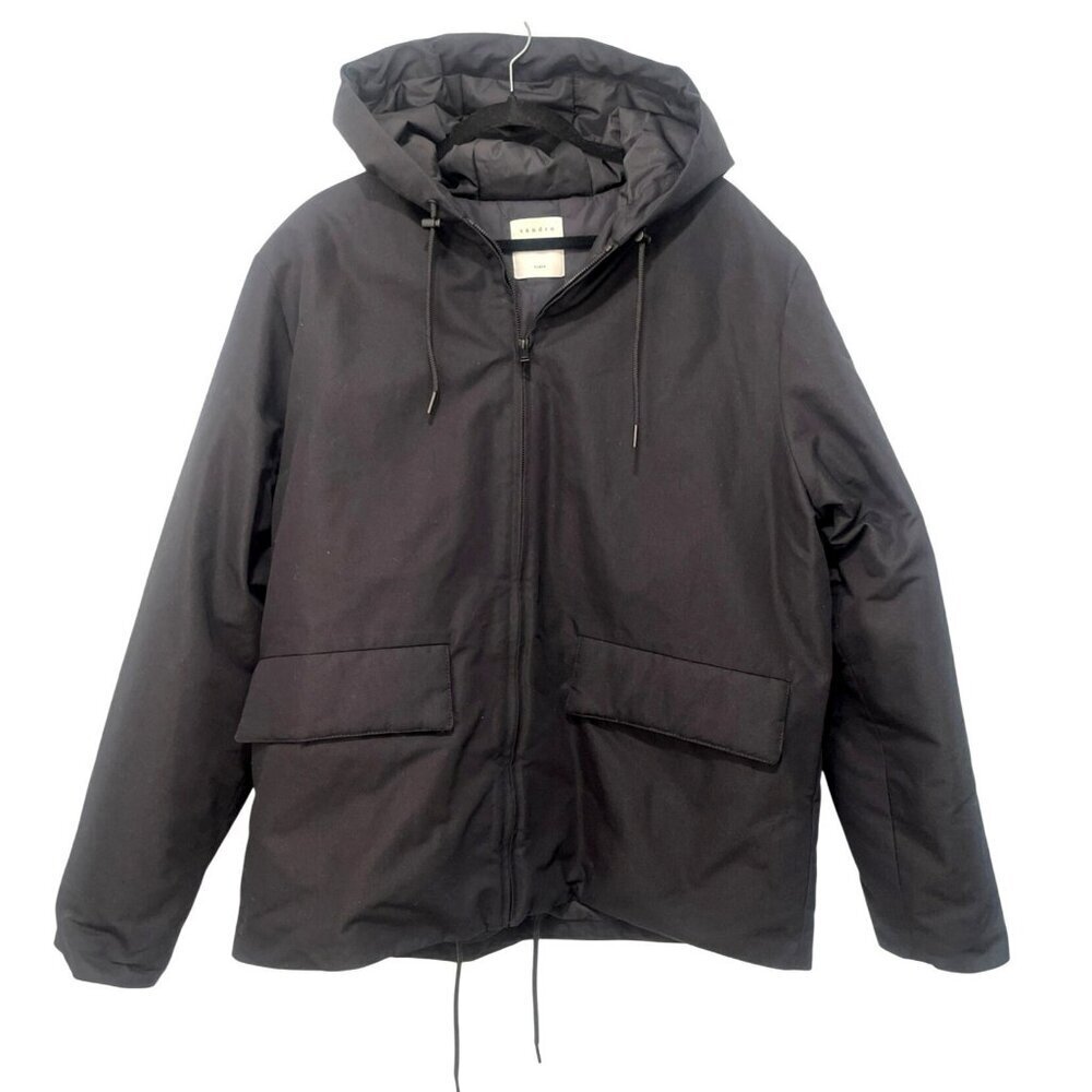 Sandro Paris $745 Black Men's H21Parka Hooded Coat Jacket Size XL NEW
